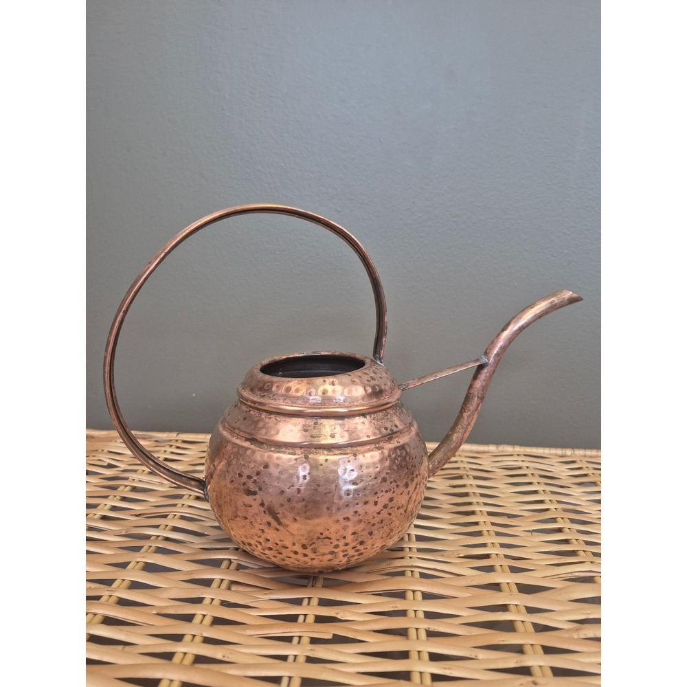 Vintage Turkish Hand Hammered Copper Watering Can 13 Planter Garden Decor Patina